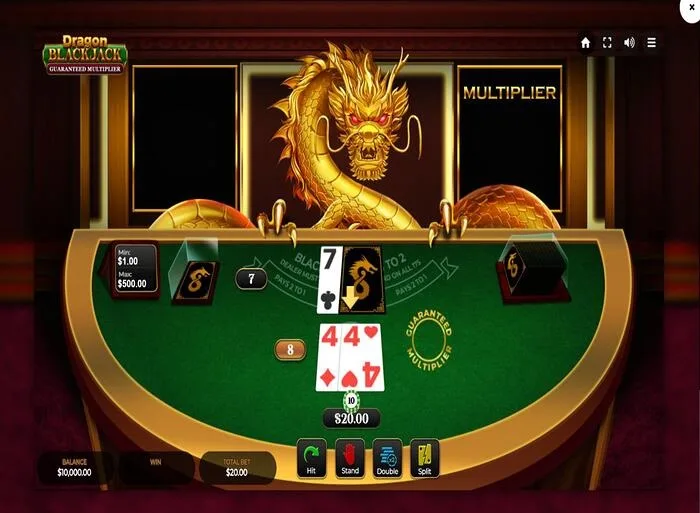 Gameplay de Dragon Blackjack - Guaranteed Multiplier