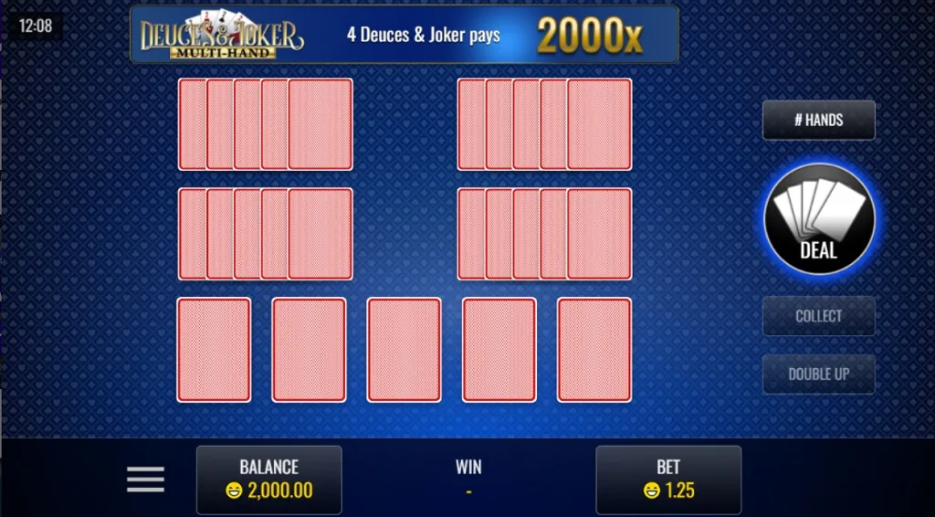 Gameplay de Double Joker Multi-Hand Poker