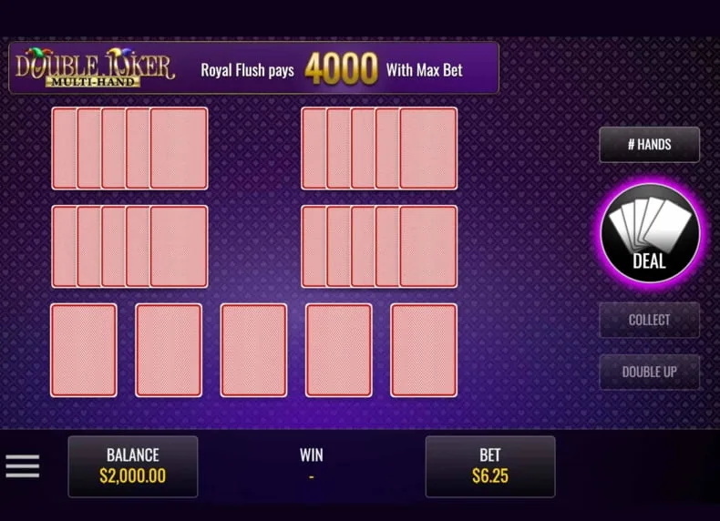 Gameplay de Double Joker Multi-Hand Poker