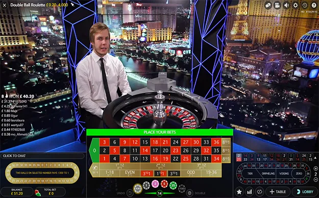 Jeu de la Live Double Ball Roulette