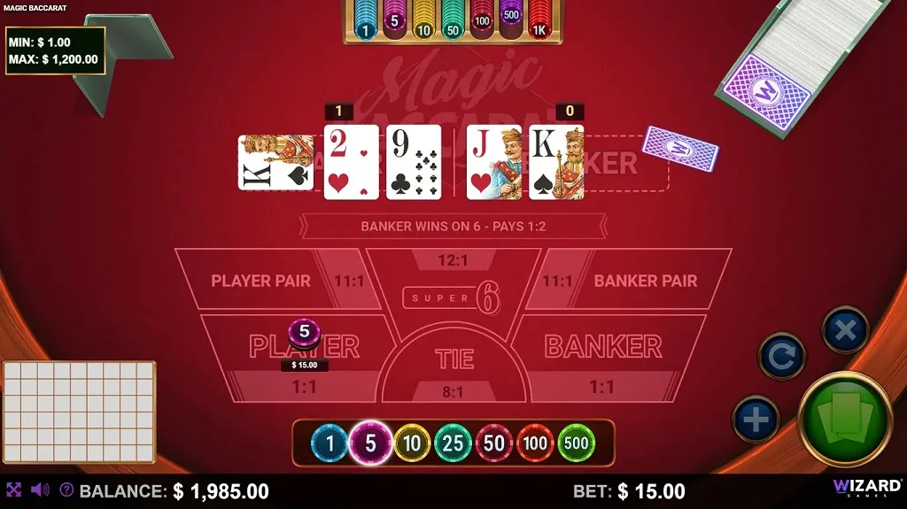 fonctionnalités du jeu Magic Baccarat